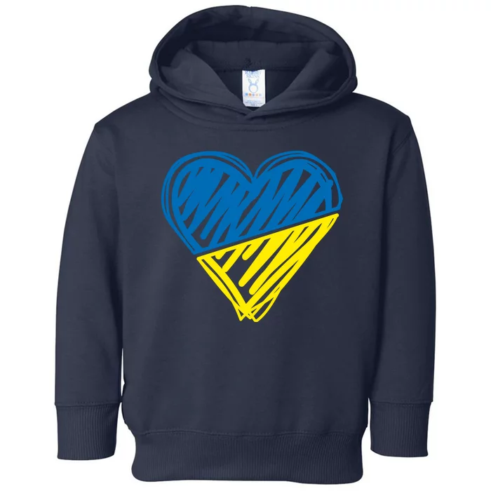 Stand With Ukraine Scribble Heart Ukrainian Flag Toddler Hoodie