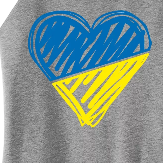 Stand With Ukraine Scribble Heart Ukrainian Flag Women’s Perfect Tri Rocker Tank