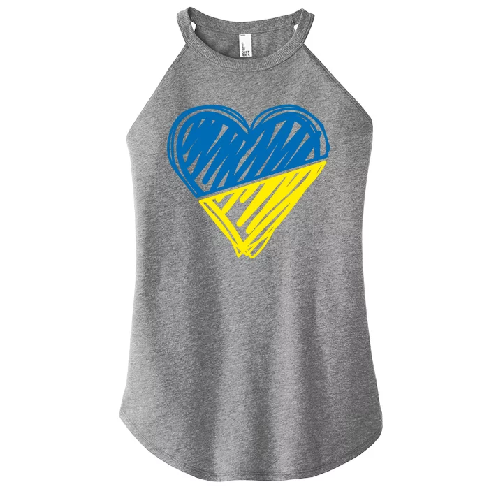 Stand With Ukraine Scribble Heart Ukrainian Flag Women’s Perfect Tri Rocker Tank