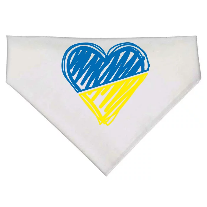 Stand With Ukraine Scribble Heart Ukrainian Flag USA-Made Doggie Bandana