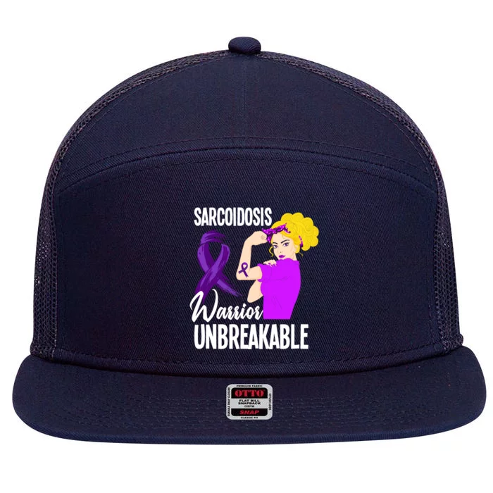 Sarcoidosis Warrior Unbreakable Sarcoidosis Awareness Gift 7 Panel Mesh Trucker Snapback Hat