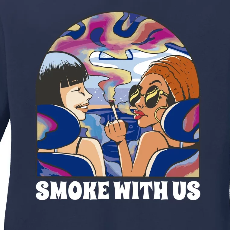 Smoke With Us Weed Females Ladies Long Sleeve Shirt