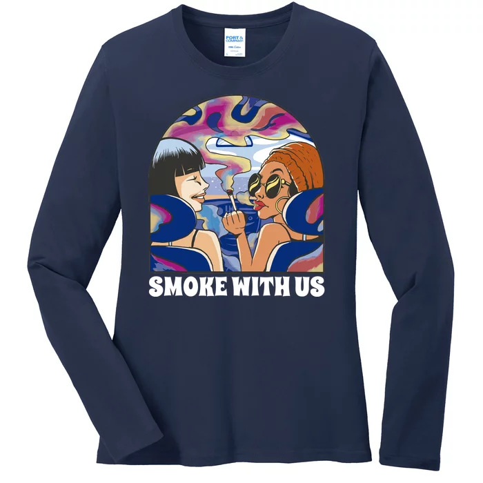 Smoke With Us Weed Females Ladies Long Sleeve Shirt