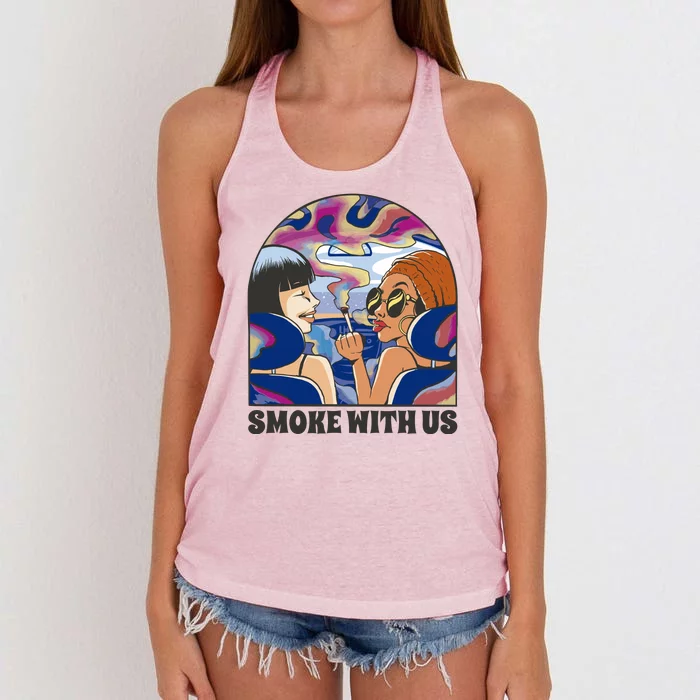 Smoke With Us Weed Females Women's Knotted Racerback Tank