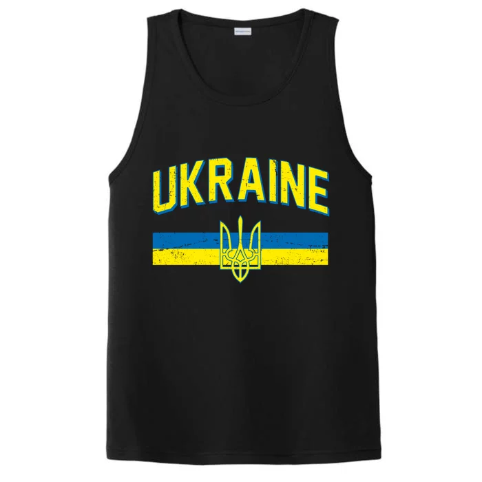 Stand With Ukraine Ukrainian Flag Coat Of Arms Performance Tank