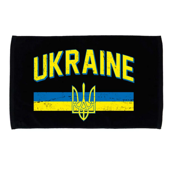 Stand With Ukraine Ukrainian Flag Coat Of Arms Microfiber Hand Towel