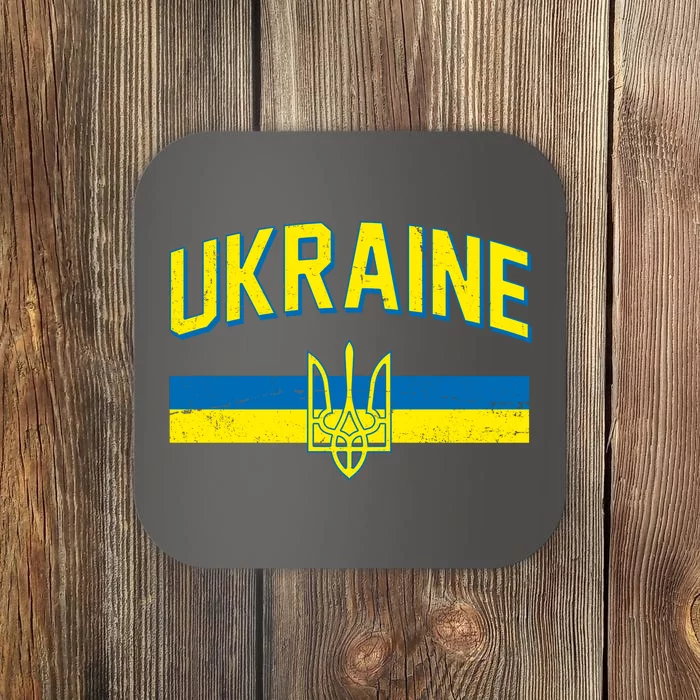 Stand With Ukraine Ukrainian Flag Coat Of Arms Coaster