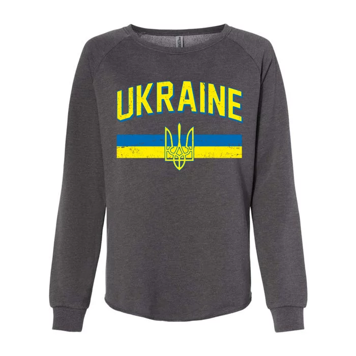 Stand With Ukraine Ukrainian Flag Coat Of Arms Womens California Wash Sweatshirt