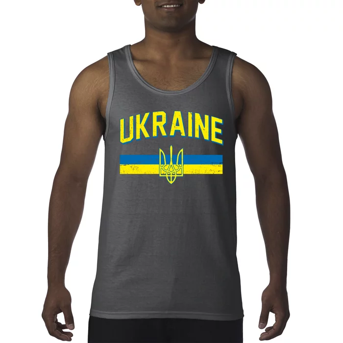 Stand With Ukraine Ukrainian Flag Coat Of Arms Tank Top