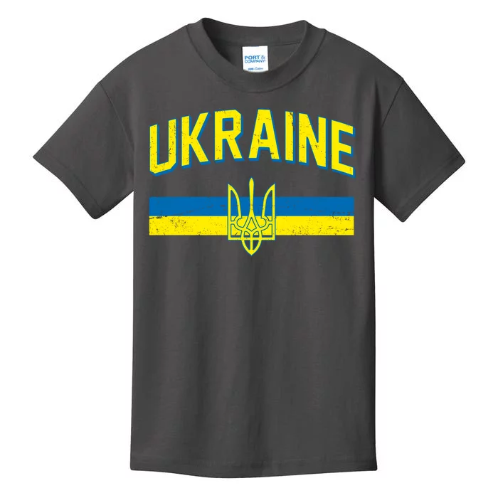 Stand With Ukraine Ukrainian Flag Coat Of Arms Kids T-Shirt