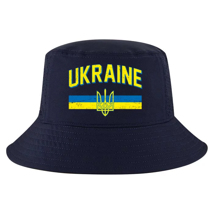 Stand With Ukraine Ukrainian Flag Coat Of Arms Cool Comfort Performance Bucket Hat