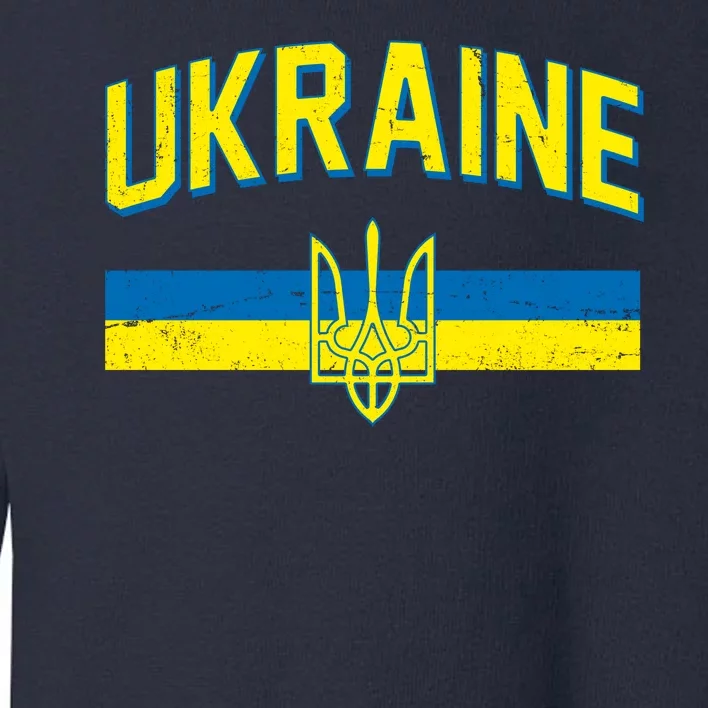 Stand With Ukraine Ukrainian Flag Coat Of Arms Toddler Sweatshirt