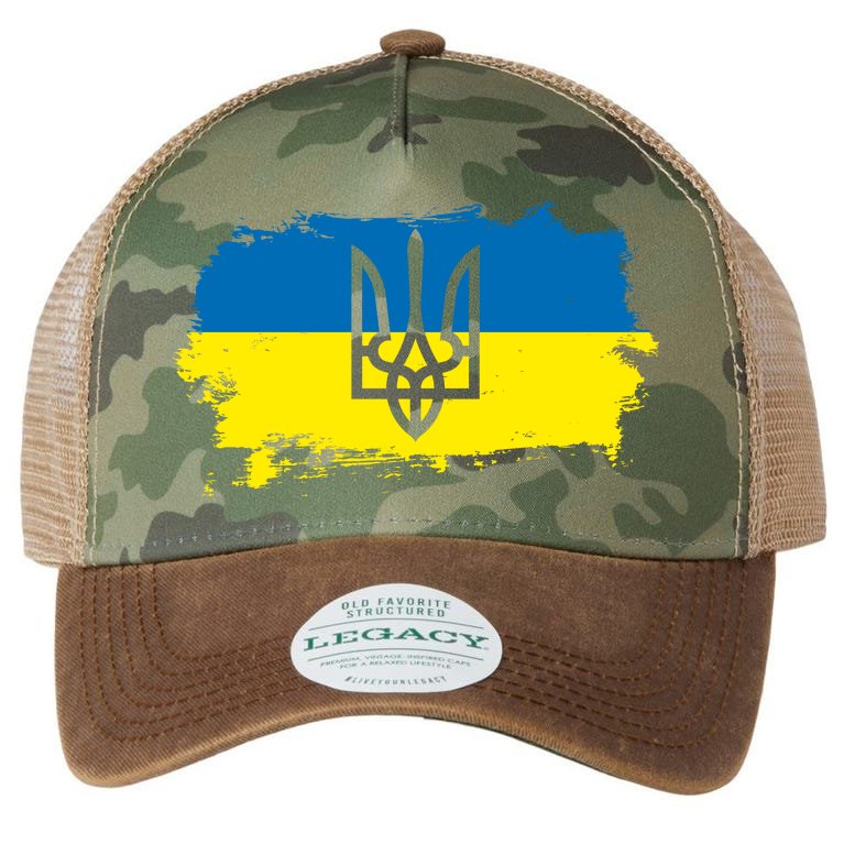 Stand With Ukraine Painted Distressed Ukrainian Flag Symbol Legacy Tie Dye Trucker Hat