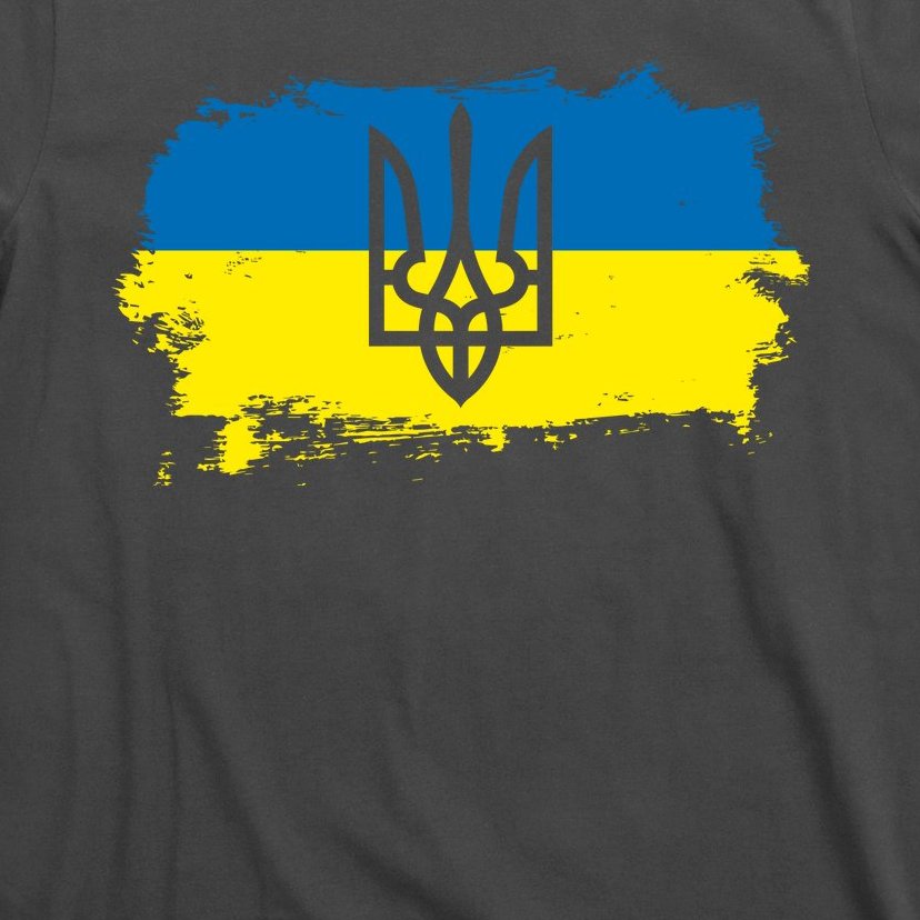 Stand With Ukraine Painted Distressed Ukrainian Flag Symbol T-Shirt