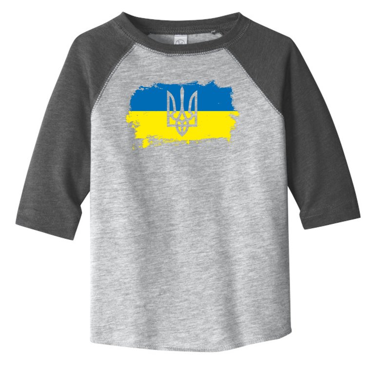 Stand With Ukraine Painted Distressed Ukrainian Flag Symbol Toddler Fine Jersey T-Shirt