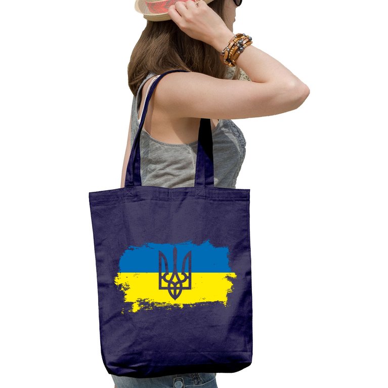 Stand With Ukraine Painted Distressed Ukrainian Flag Symbol Tote Bag
