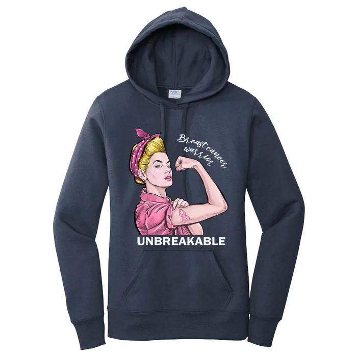 Strong Warrior Unbreakable Breast Cancer Awareness Funny Gift Women's Pullover Hoodie