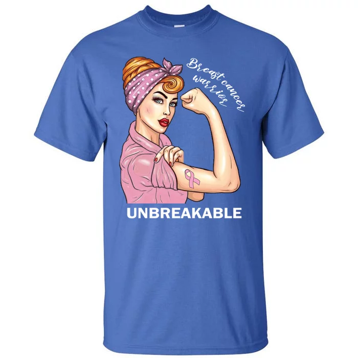 Strong Warrior Unbreakable Breast Cancer Awareness Gift Tall T-Shirt