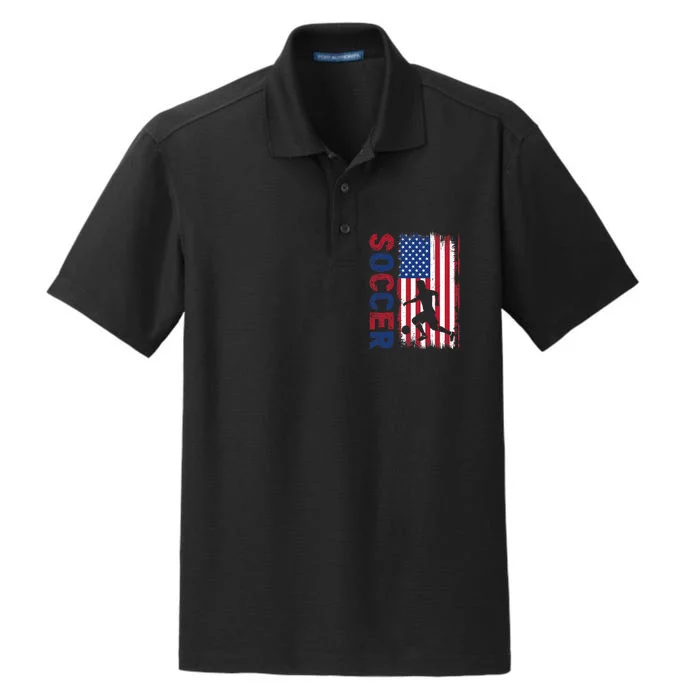 Soccer With Usa Flag For Soccer Lover Dry Zone Grid Performance Polo