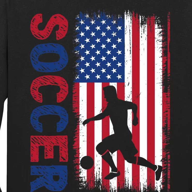 Soccer With Usa Flag For Soccer Lover Tall Long Sleeve T-Shirt