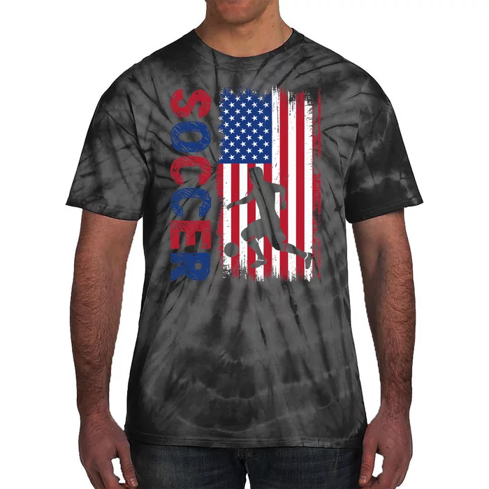 Soccer With Usa Flag For Soccer Lover Tie-Dye T-Shirt