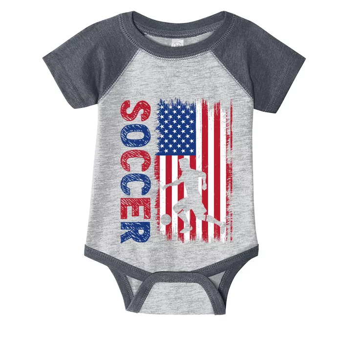 Soccer With Usa Flag For Soccer Lover Infant Baby Jersey Bodysuit