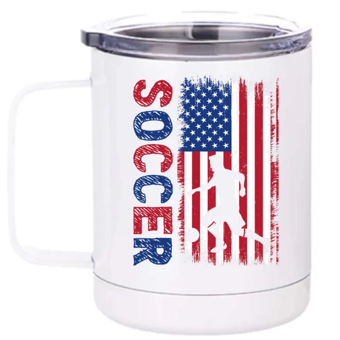 Soccer With Usa Flag For Soccer Lover Front & Back 12oz Stainless Steel Tumbler Cup