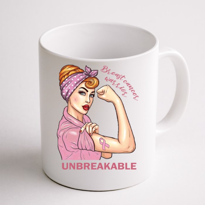 Strong Warrior Unbreakable Breast Cancer Awareness Great Gift Front & Back Coffee Mug