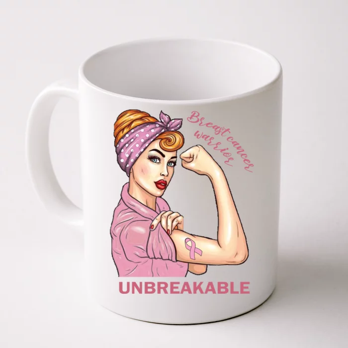 Strong Warrior Unbreakable Breast Cancer Awareness Great Gift Front & Back Coffee Mug