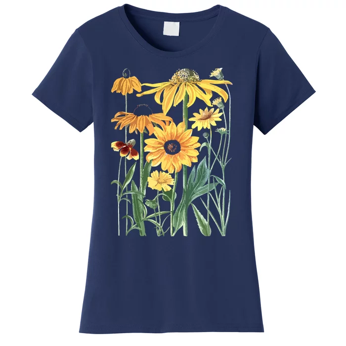 Sunflower Wildflower Vintage Botanical Plant Gardening Women's T-Shirt