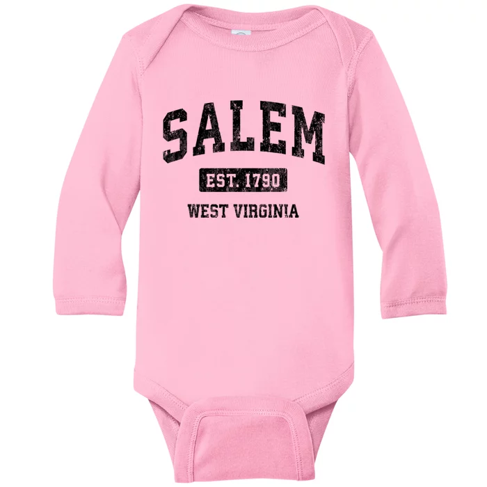 Salem West Virginia Wv Vintage Athletic Sports Baby Long Sleeve Bodysuit