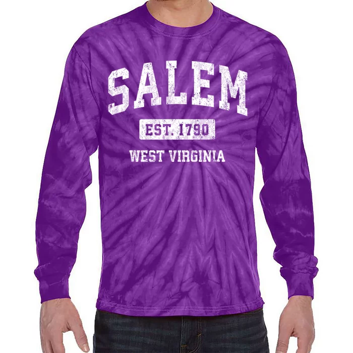 Salem West Virginia Wv Vintage Athletic Sports Tie-Dye Long Sleeve Shirt