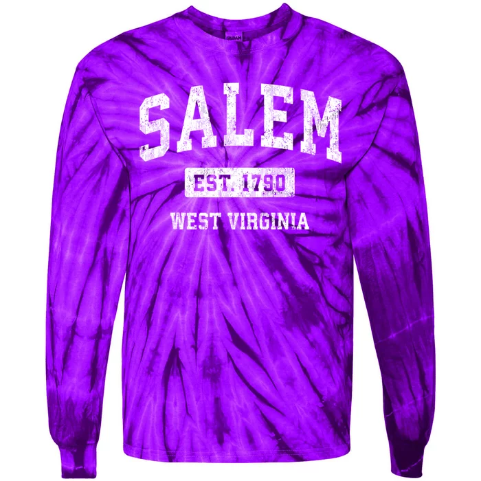 Salem West Virginia Wv Vintage Athletic Sports Tie-Dye Long Sleeve Shirt