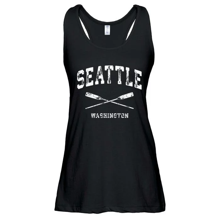 Seattle Washington Vintage Nautical Crossed Oars Ladies Essential Flowy Tank