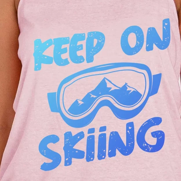 Ski Winter Vacation Keep On Skiing Cute Gift Women's Knotted Racerback Tank