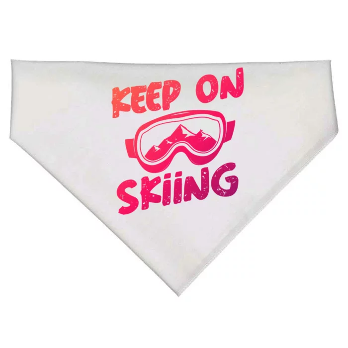 Ski Winter Vacation Keep On Skiing Cute Gift USA-Made Doggie Bandana