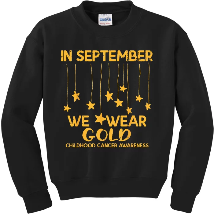 September We Wear Gold Childhood Cancer Awareness Support Kids Sweatshirt