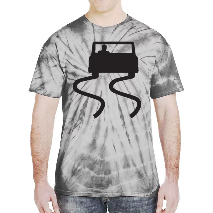 Slippery When Wet Caution Roadside Sign Tie-Dye T-Shirt