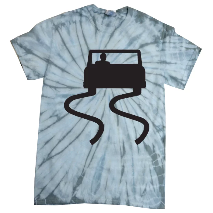 Slippery When Wet Caution Roadside Sign Tie-Dye T-Shirt