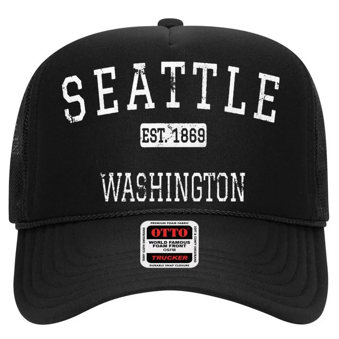 Seattle Washington WA Vintage High Crown Mesh Trucker Hat