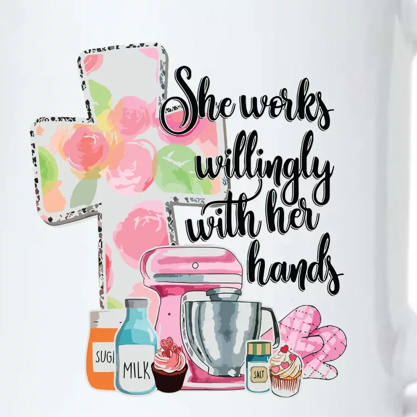 She Works Willingly With Her Hands Proverbs 31 Baker Black Color Changing Mug