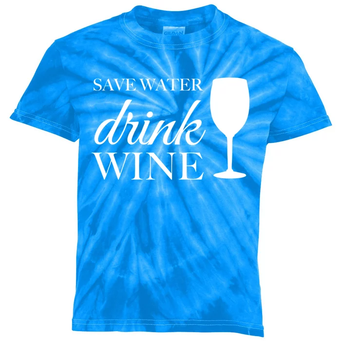 Save Water Wine Gift Kids Tie-Dye T-Shirt