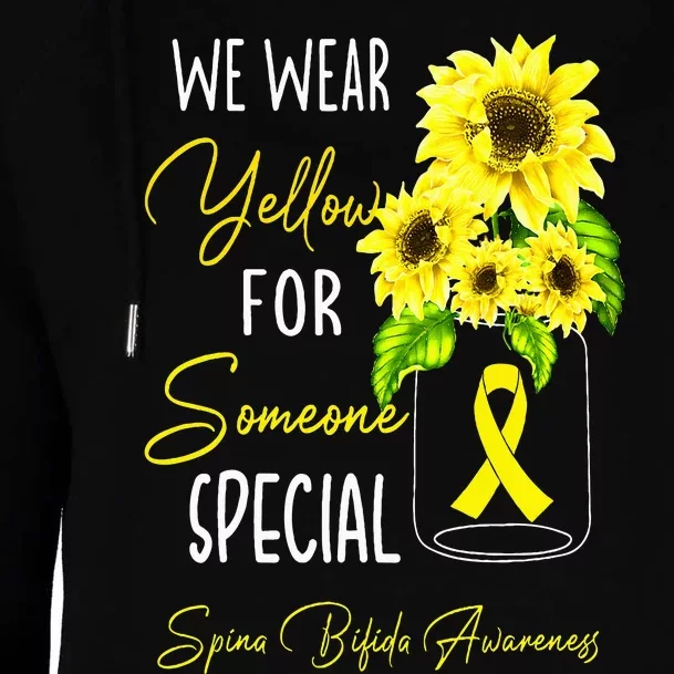 Sunflower We Wear Yellow Spina Bifida Awareness Womens Funnel Neck Pullover Hood