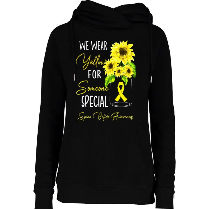 Sunflower We Wear Yellow Spina Bifida Awareness Womens Funnel Neck Pullover Hood