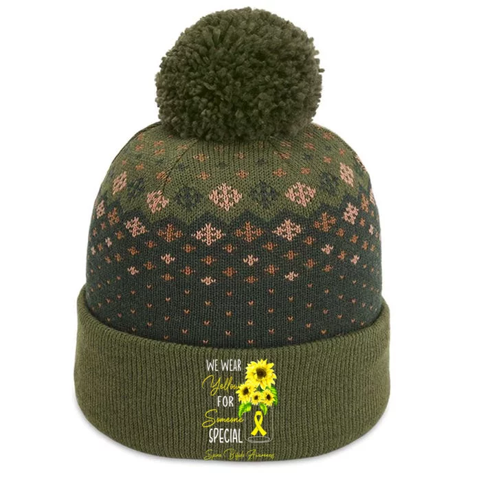 Sunflower We Wear Yellow Spina Bifida Awareness The Baniff Cuffed Pom Beanie