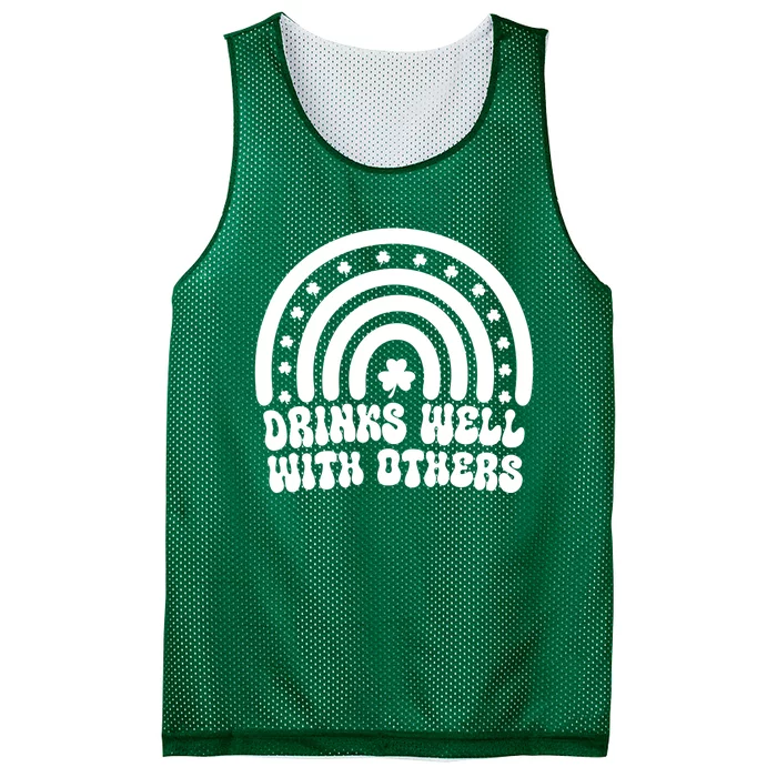 S Well With Others St Patricks Day Drunk Beer Green Meaningful Gift Mesh Reversible Basketball Jersey Tank