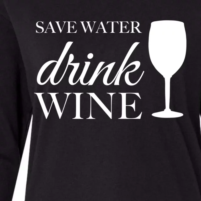 Save Water Wine Great Gift Womens Cotton Relaxed Long Sleeve T-Shirt