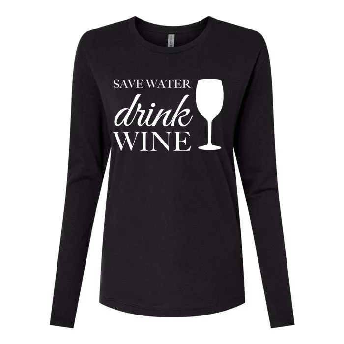 Save Water Wine Great Gift Womens Cotton Relaxed Long Sleeve T-Shirt