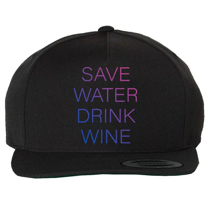 Save Water Wine Typographic Great Gift Wool Snapback Cap