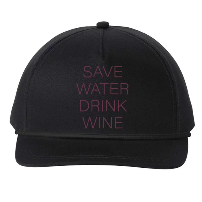 Save Water Wine Typographic Gift Snapback Five-Panel Rope Hat